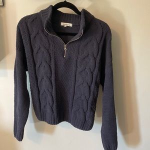 Navy three quarter zip sweater
